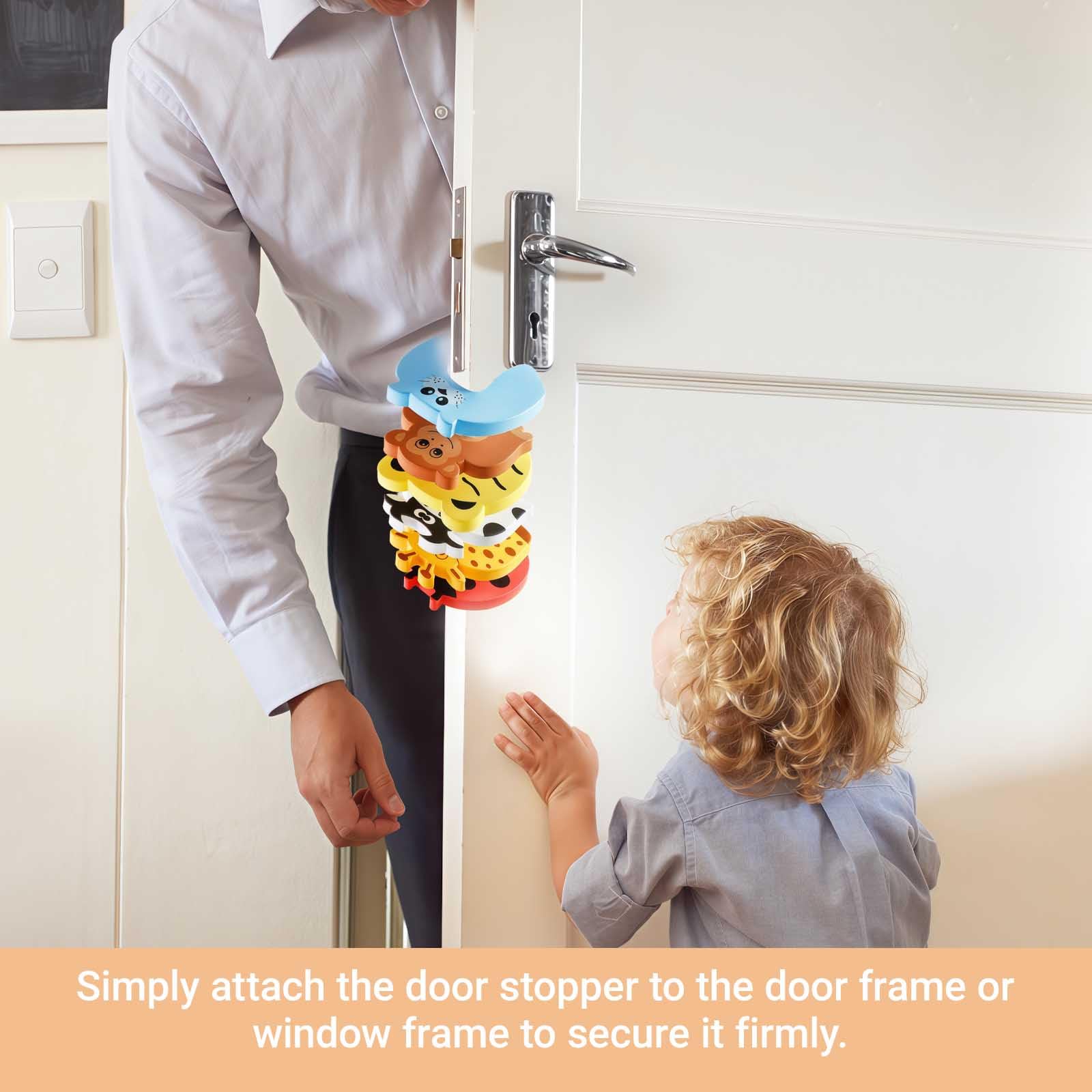 Door Stop Kids Pack of 6 EVA Foam Anti-collision Finger Protector Shockproof for Home Kindergarten Windows Doors Easy Install Safe and Quiet - Image 3
