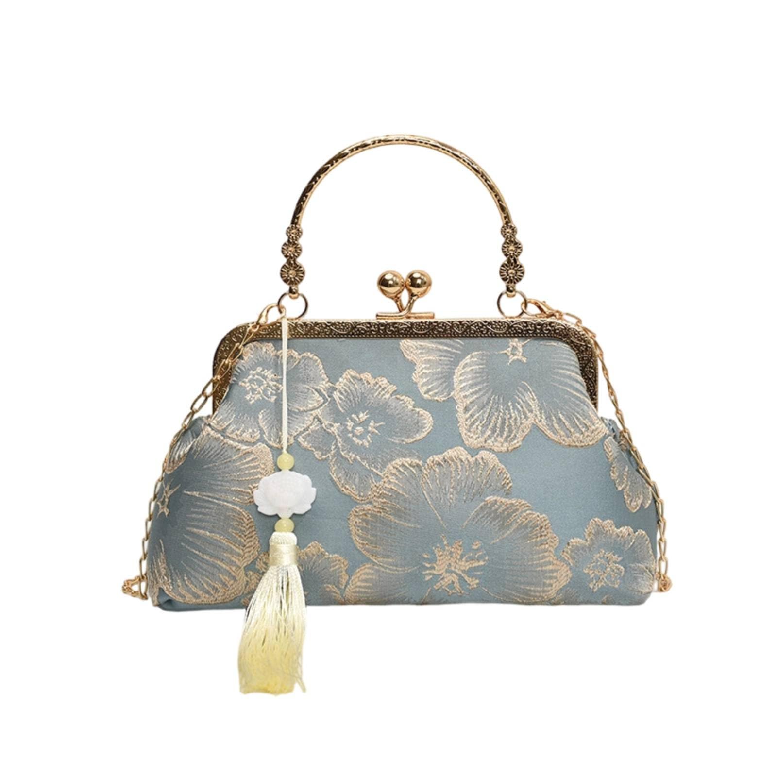 Floral Cheongsam Bag Chinese Design Embroidered Frame Handbag Formal Party Elegant-image-16