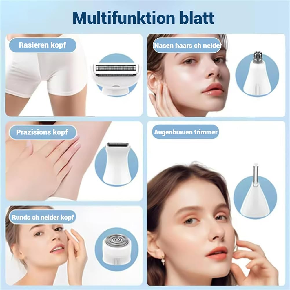 Rasierer, 5 In 1 Intimrasierer, Ipx7 Wasserdicht Elektrischer Intimrasierer FüR Frauen, Usb-Aufladung Rasierer Damen FüR Bikini, Achseln, Beine, Augenbrauen Und Nase (A Mit Sockel)