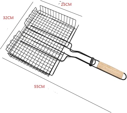 Miniatura 7 de Tefola Accesorios para parrilla, cesta de barbacoa de hierro antiadherente con mango de haya parrilla de pescado parrilla de malla para pescado
