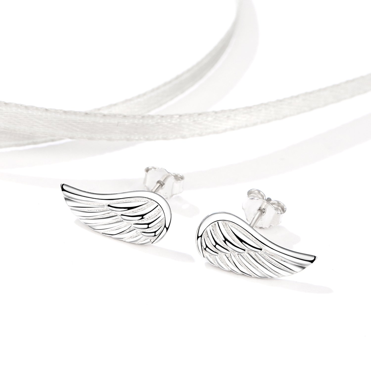 Angel Wings Stud Earrings,Dangle earrings,Adjustable Rings,Pendant Necklace Sterling Silver Guardian Angel Wing Studs Jewellery for Women Girls