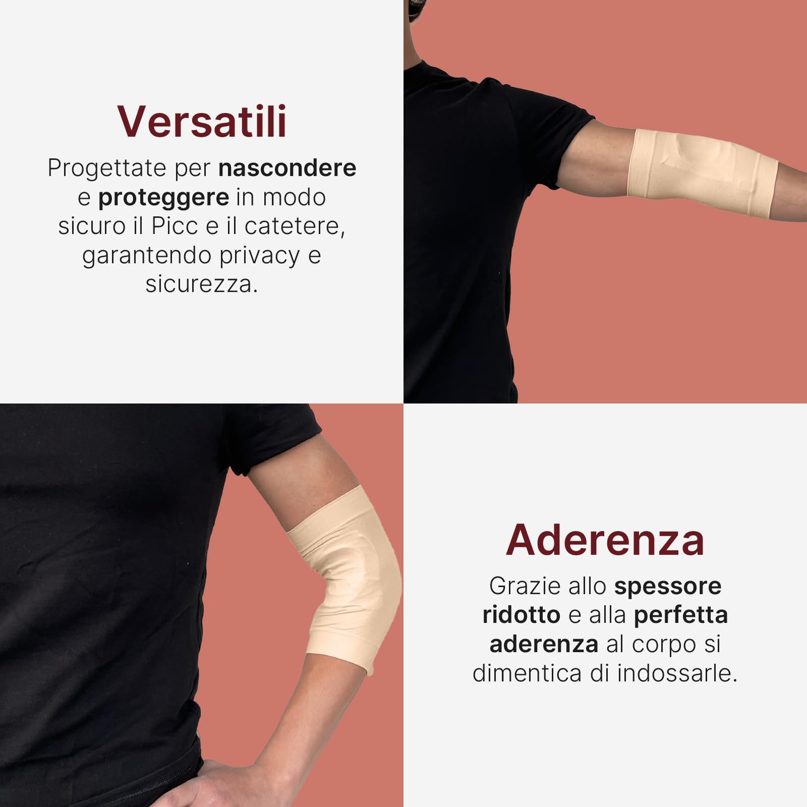 Glico Line Cover PICC Plus Unisex, banda para el brazo protectora para Picc de microfibra, 100% fabricada en Italia, beige, L