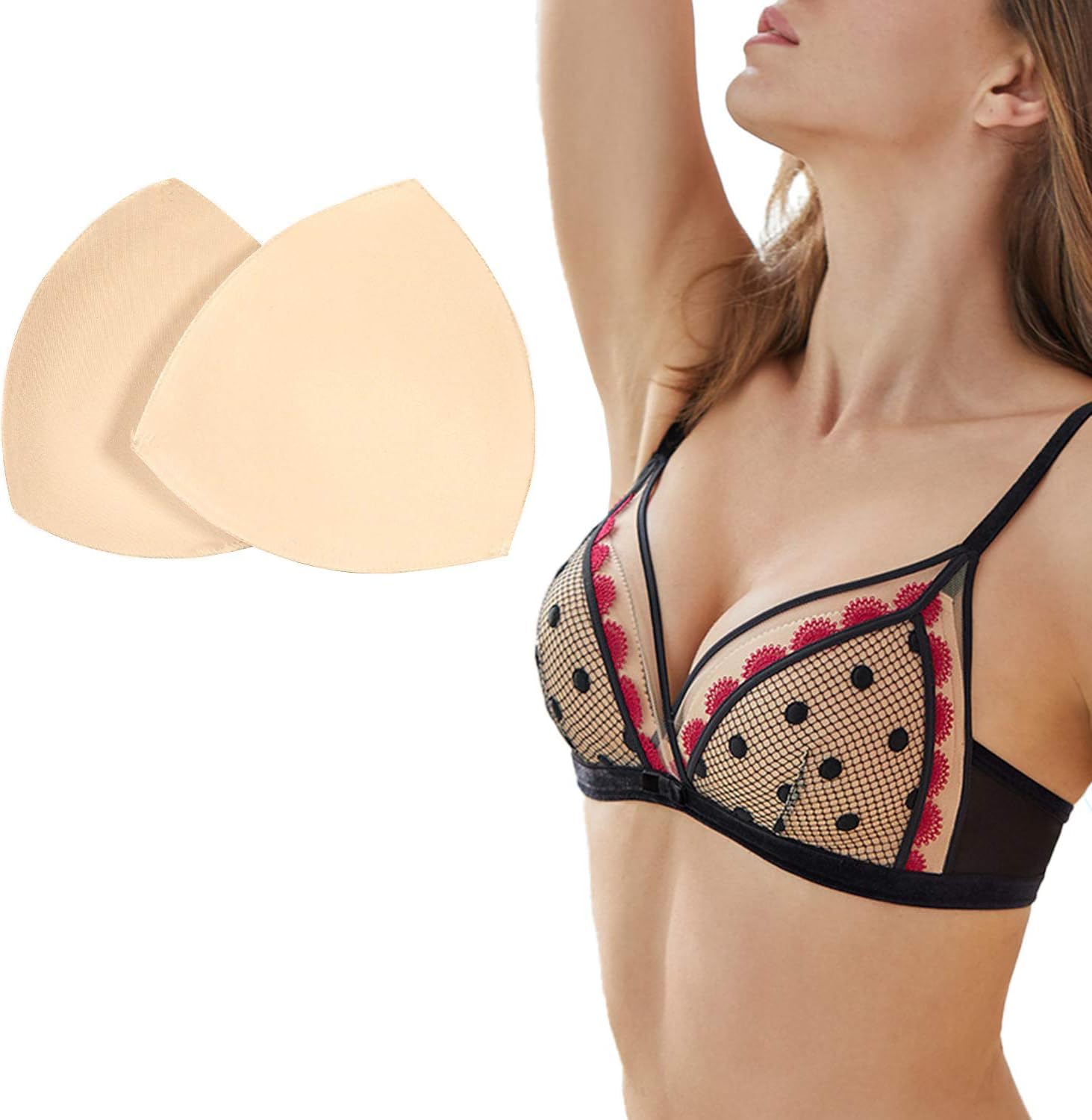 Dimore3 Pairs Bra Insert Pads Removeable Triangle Cotton Bra Pads Inserts for Bikinis Tops Sports Bra Swimsuit Sports Bra.