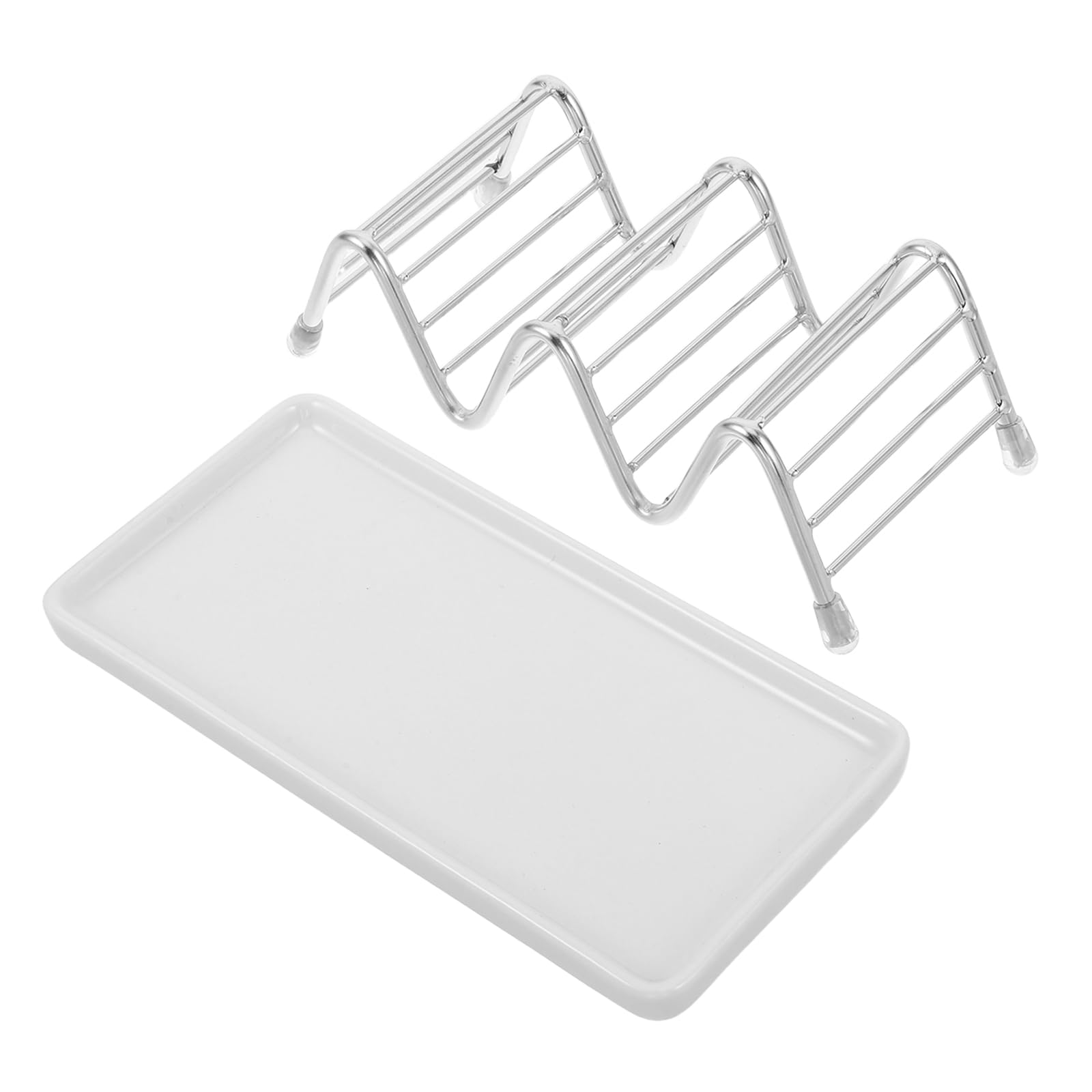 TOYANDONA Jabonera para Baño de Acero Inoxidable en Forma de W con Bandeja de Drenaje y Base Antideslizante para Cocina