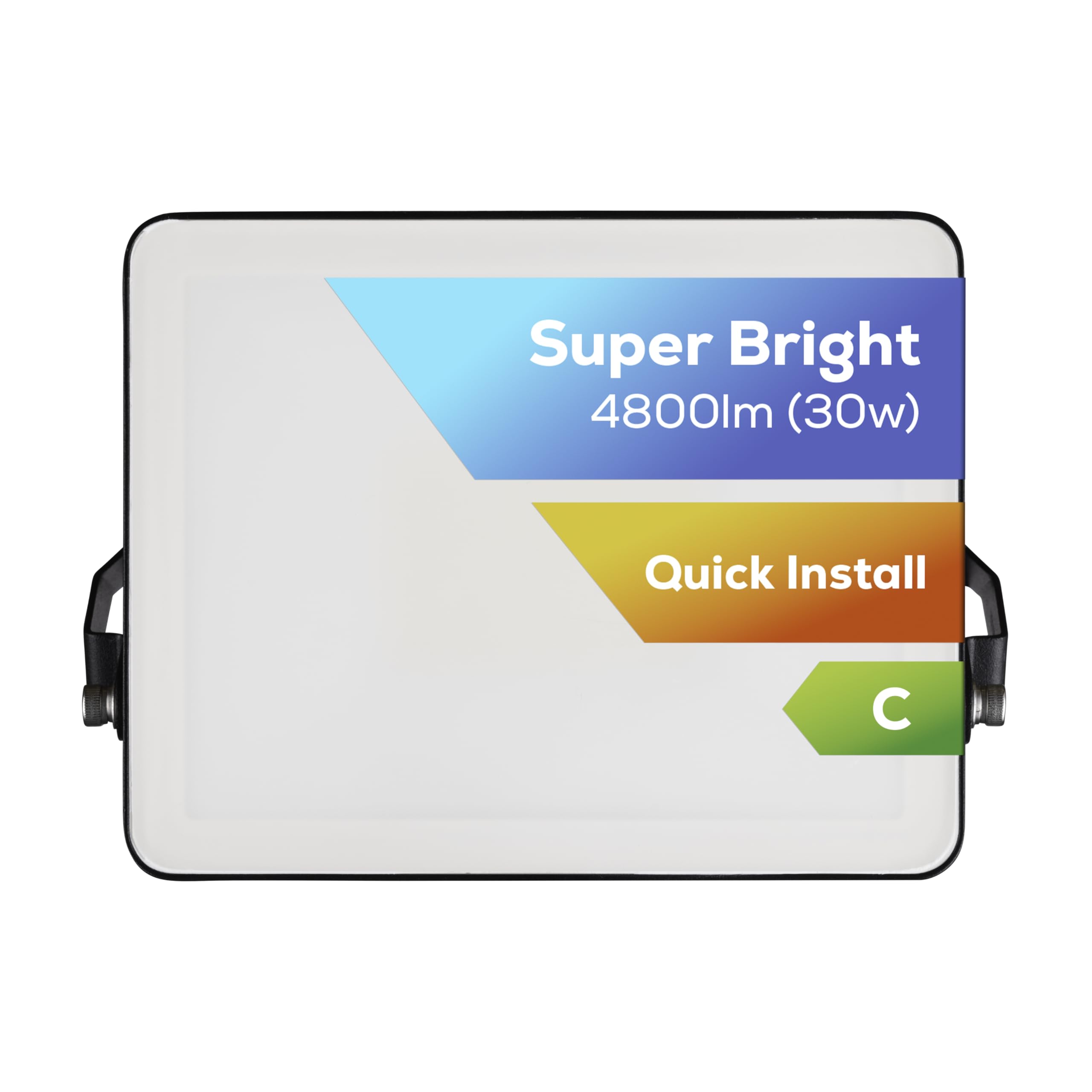 TCP 30W LED Floodlight with PIR Motion Sensor - Black - 4000K Natural White