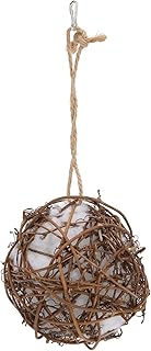 Parrot Rattan Ball Toy, Humming Bird Nesting Rattan Ball Toy with Refillable Cotton for Wild Birds Wrens Finches Sparrows