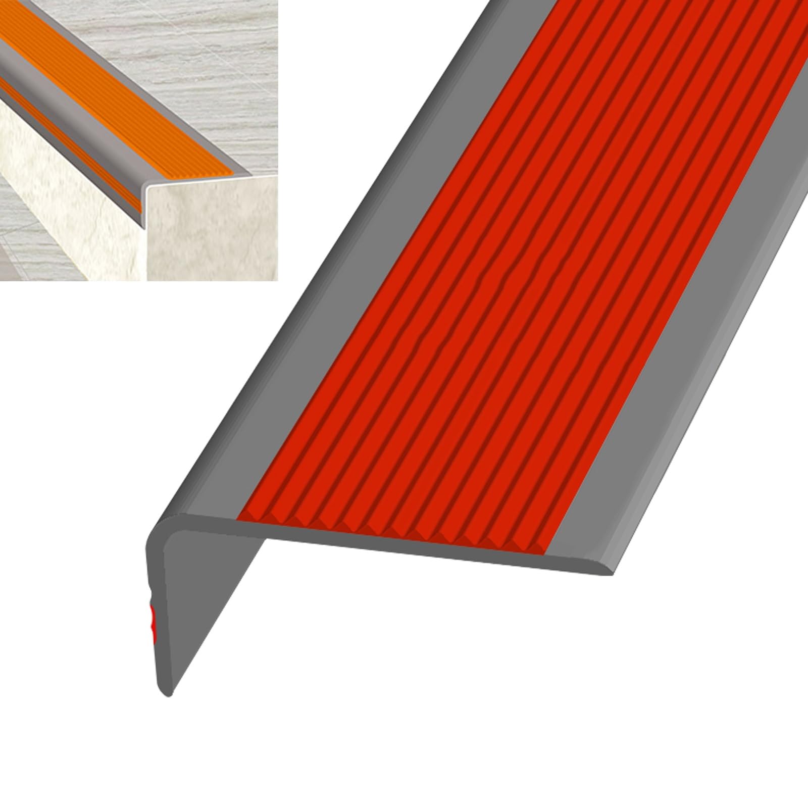 Perfil De Borde De Escalera Autoadhesivo, Perfil De Borde De Escalera, Resistente Al Desgaste, Borde De PeldañO, Antideslizantes Tira Goma, para Escalones Interiores Y Exteriores (Color : Grayish Red