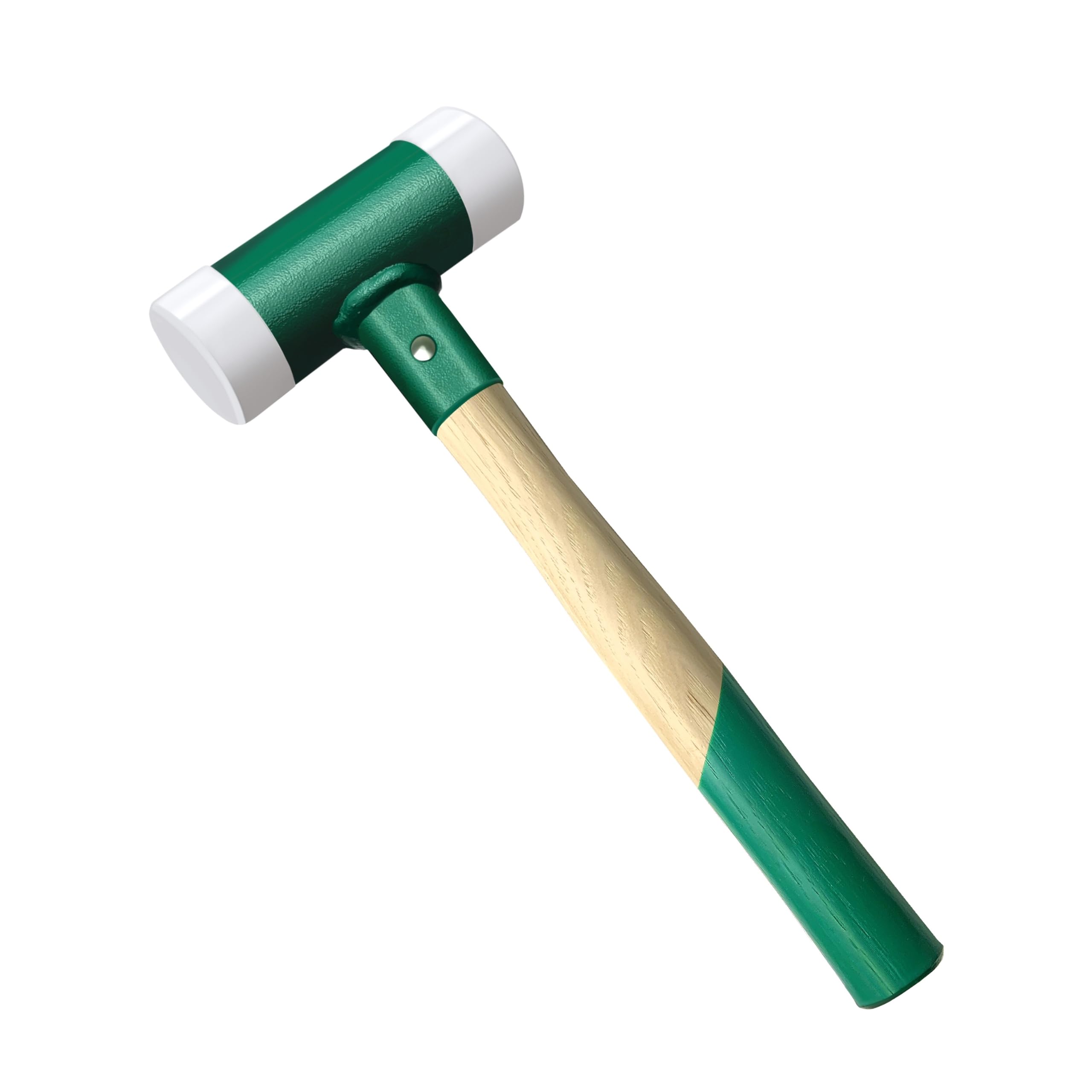 C&T Green Protective Hammer, Soft Hammer, Non-Rebound Soft Mallet, 40 Mm Diameter, Wooden Handle With Replaceable Nylon Head For Maintenance And Assembly, 40 Mm Wood Handle Nylon Installation Hammer