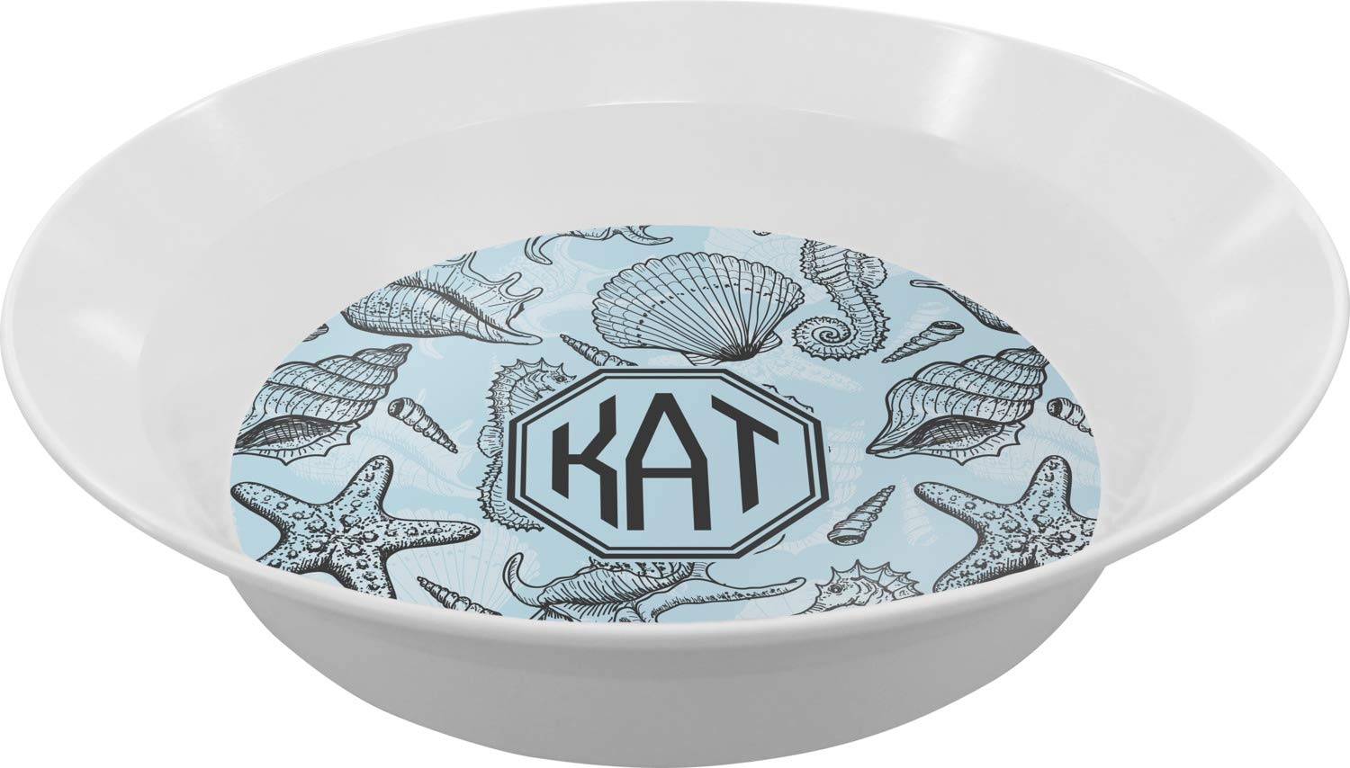 Personalized Sea-blue Seashells Melamine Bowl - 12 oz