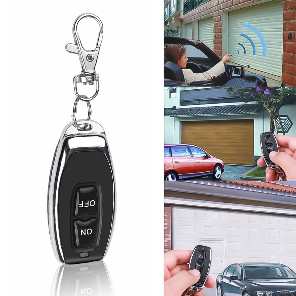 Porte-clés à Télécommande D'entrée sans Clé, Systèmes D'entrée sans Clé Antivol, 4 PCS Télécommande sans Fil Interrupteur en Métal Porte-clés Noir pour Porte de Garage 12V 433MHz
