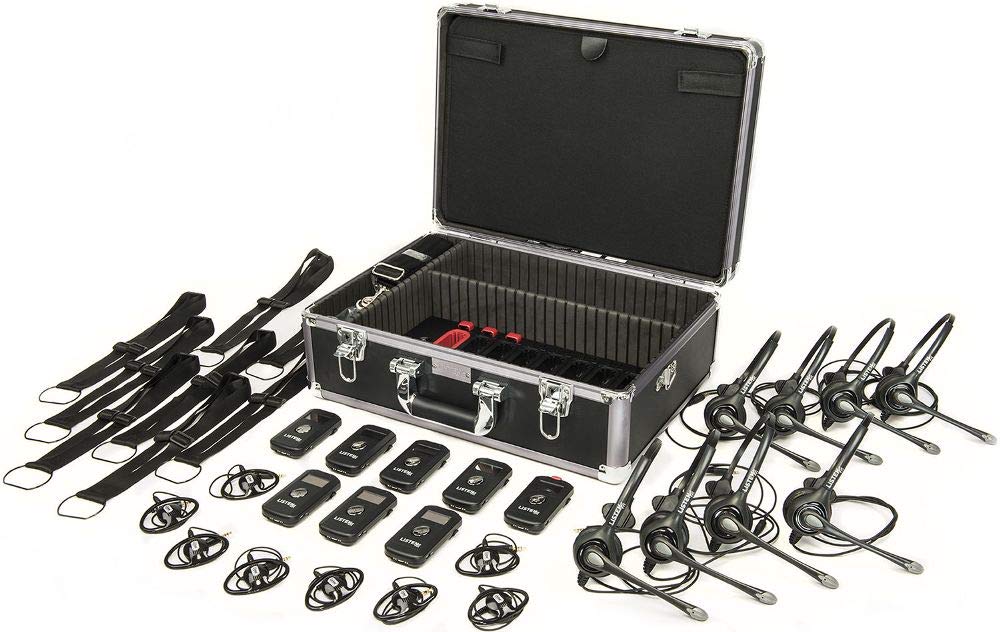 Listen Technologies LKS-3-A1 ListenTALK Collabor-8 System, Includes Eight (8) Headsets and (8) Transceivers for Full-Team Communications, Docking Station Case, Ideal for Larger Teams