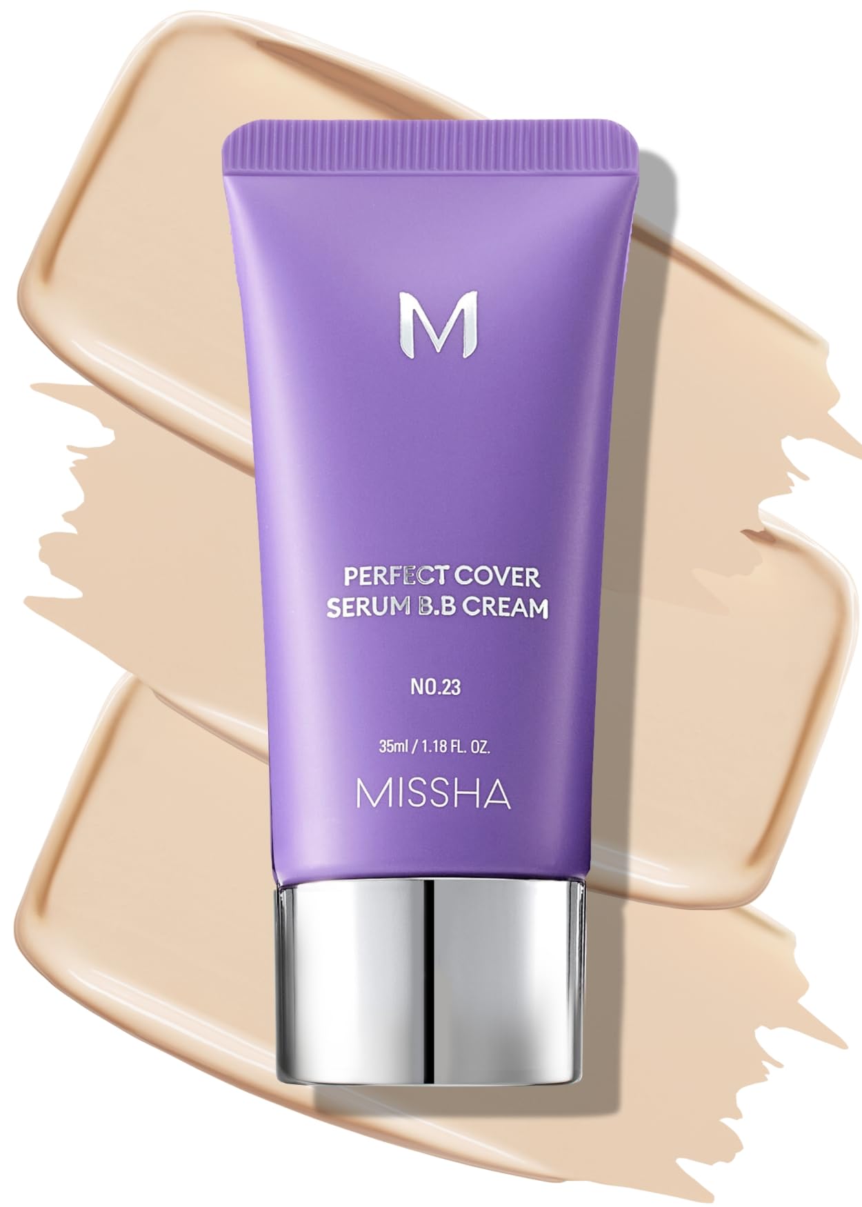 MISSHA M PERFECT COVER SERUM BB CREAM No.21 Light Beige, Skin Care Foundation Makeup, Tinted Moisturizer, Superfood Complex, Buildable Coverage, Glass Skin, Paraben Free,1.18 Fl oz