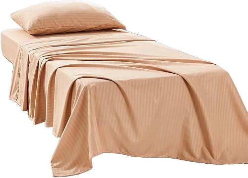 Miniatura 30 de Kingnex Juego de sábanas a rayas para sofá cama tamaño Queen para sofá cama, suave, doble cepillado, 4 piezas, funda de almohada