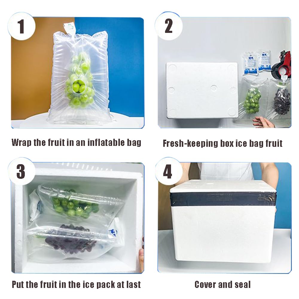 Lot De 50 Sacs De Protection Gonflables Pour Fruits Et Légumes - Avec Pompe Manuelle - Tailles Variables - Protection Anti-choc
