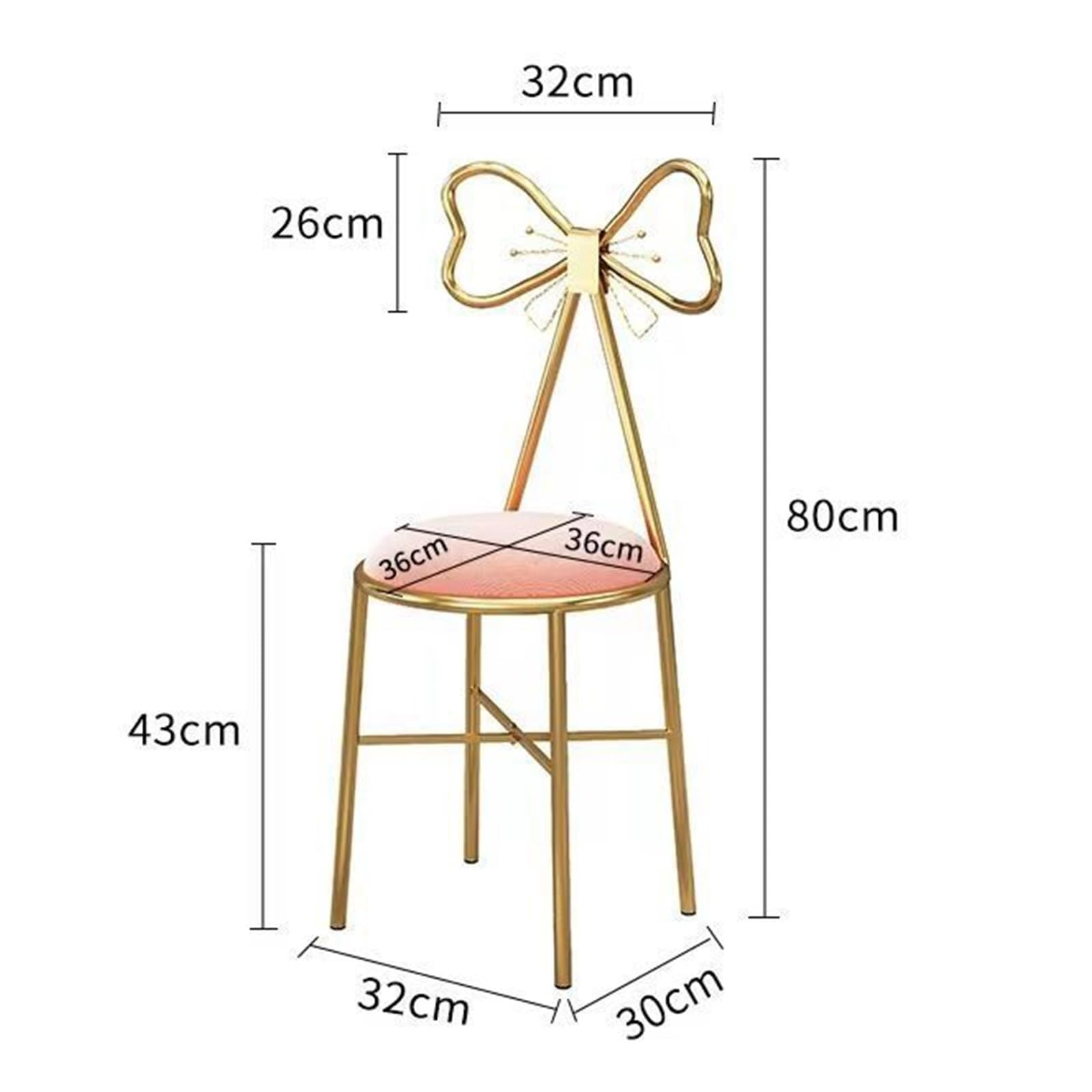 Pink Vanity Chair - Girls Best Gift Dressing Table Stool Velvet Vanity Table Chair With Lovely Bowknot High Backrest Comfortable Makeup Chair For Girls Room,Clothing Store,Dressing Room (Color : Whit