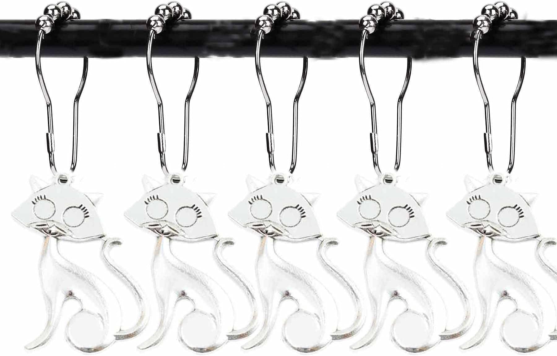 Aimoye Funny Cat Shower Curtain Hooks Black Shower