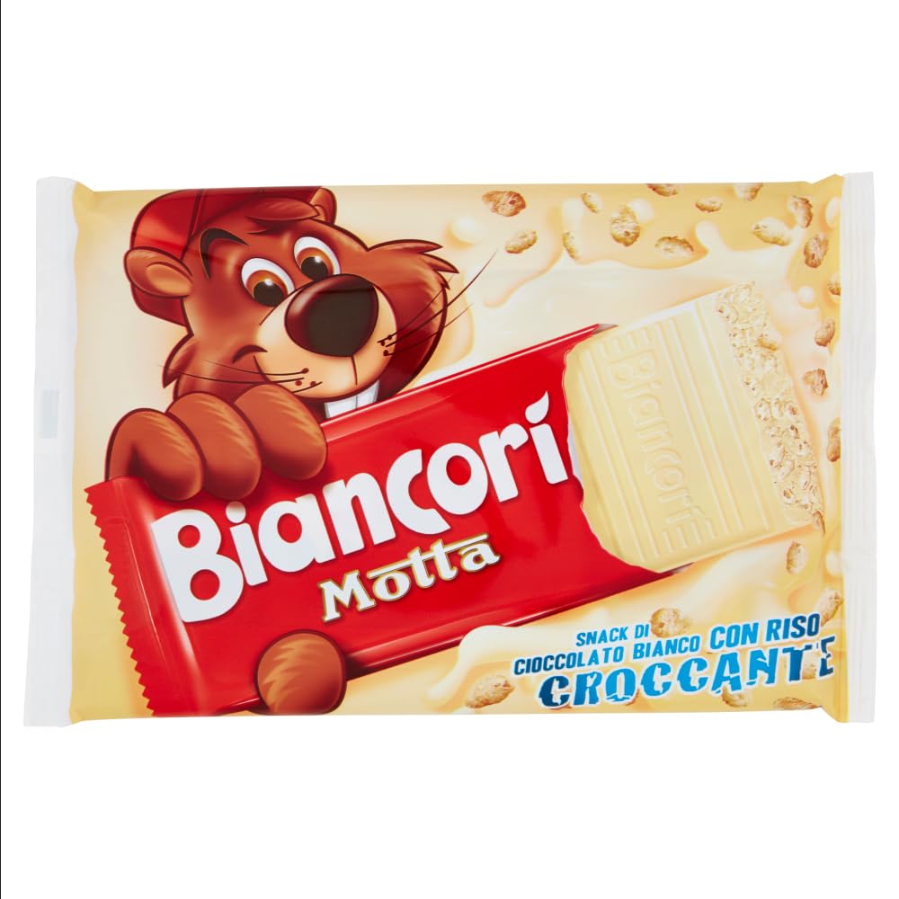 8X Motta Biancori Snack di Cioccolato Bianco con Riso Croccante Biancorì 110g [CAIYA® BOX da 8 Confezioni]
