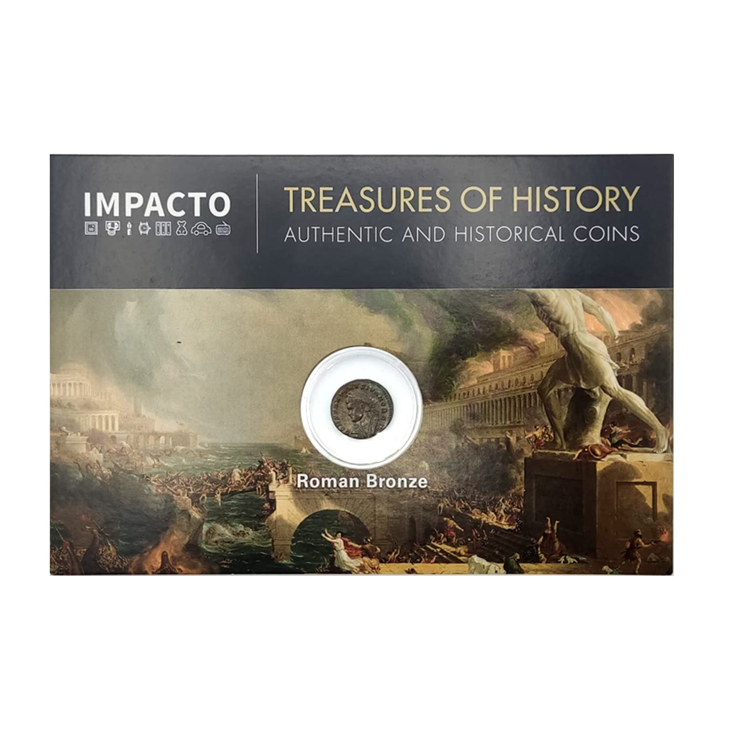IMPACTO COLECCIONABLES | Moneda Auténtica del Bajo Imperio Romano | Testigo de la Edad del Bronce en la Antigua Roma | Incluye Certificado de Autenticidad