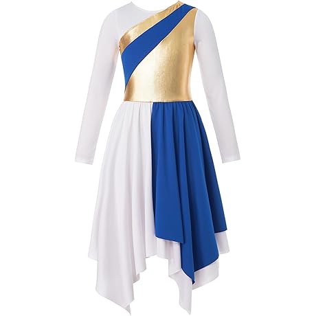 Vestidos para danza cristiana con mangas largas y asimetría