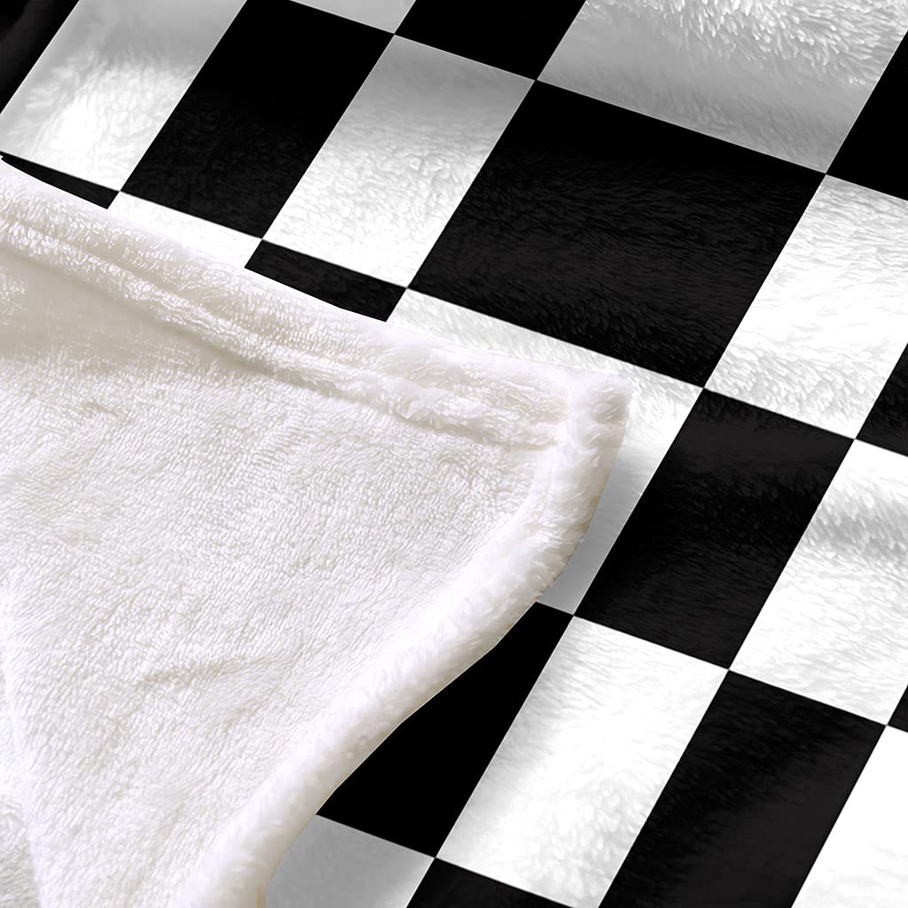 Manta De Franela De Microfibra 180X200Cm Manta De Felpa Suave Para Sofá Cama 3D Cuadrados Geométricos En Blanco Y Negro Impresión Patrón Manta Polar Invierno Gruesa Y Esponjosa Caliente Transpirabl