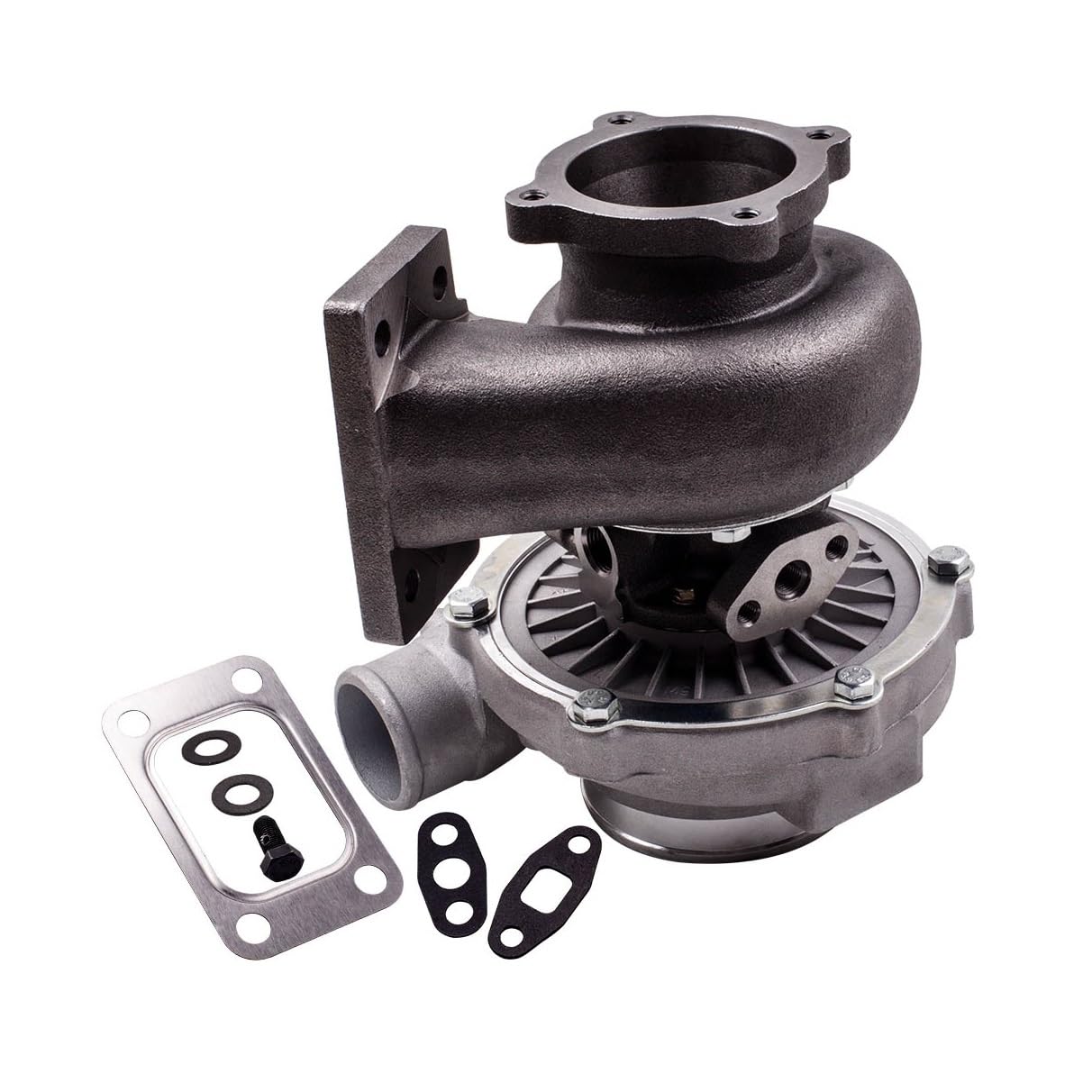 Hgddbae Only Turbo Cooled Intercooler Turbo Intercooler Gt30 Gt3037 Turbo T3 .60 A/R Water Cool + 2.5" 63Mm Intercooler Pipe Piping Kits(Only Turbo)
