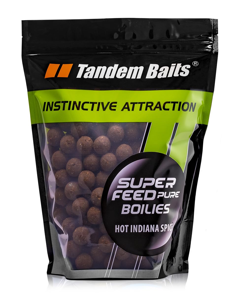 Tandem Baits SuperFeed Boilies Pure Hot Indiana Spice | Carp Fishing Boilies | Carp Fishing Bait | Carp Bait | Carp Fishing Accessories for Monster Fish 18mm 1kg