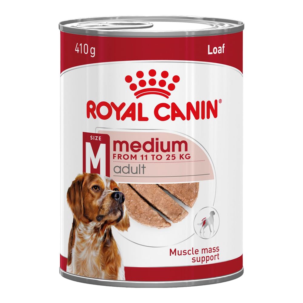 ROYAL CANIN Medium Adult Loaf Wet Food - For Medium-Breed Dogs between 11-25kg - 12 x 410g Cans