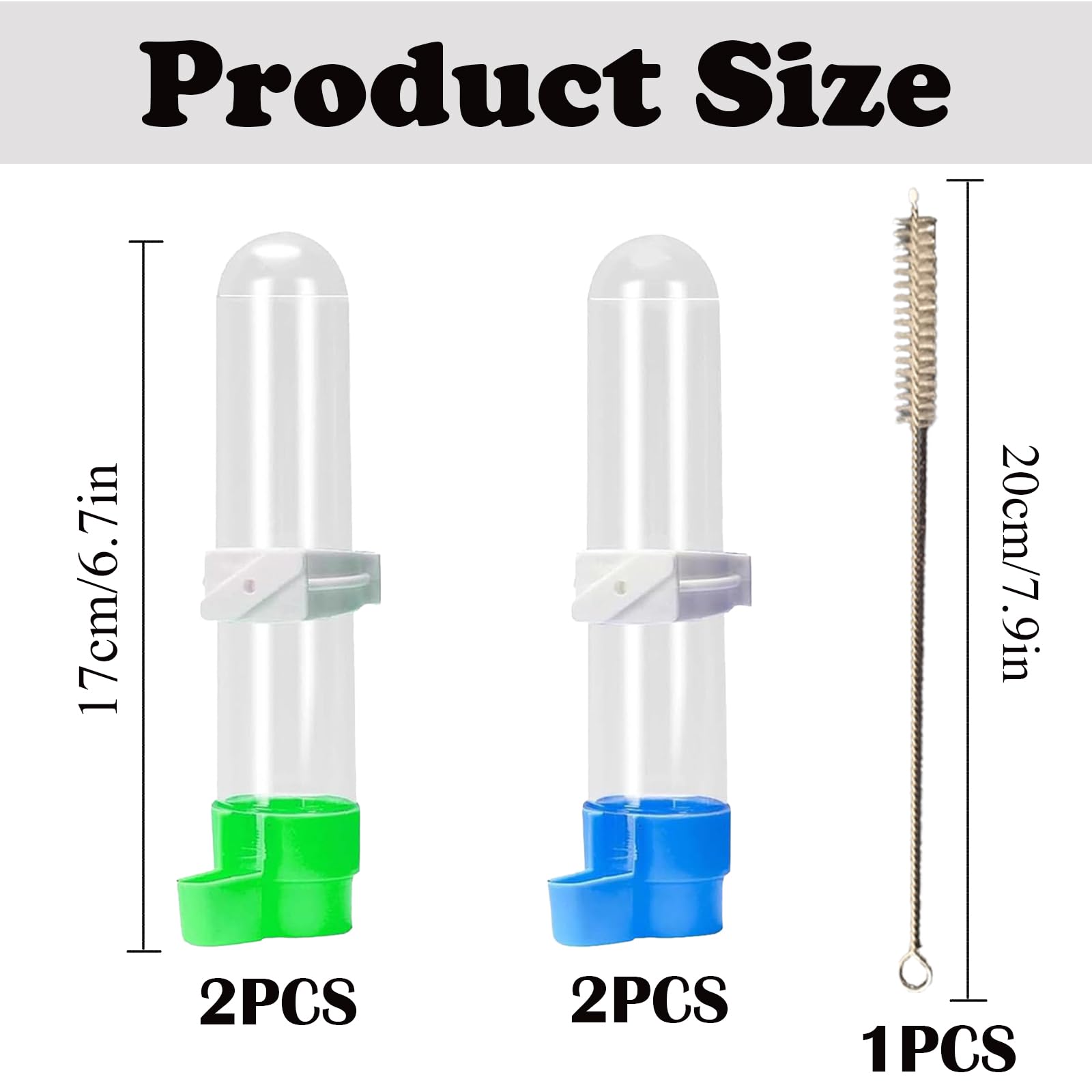 4 Pcs Bird Water Feeder, Budgie Water Dispenser with 20cm Brush - Image 2