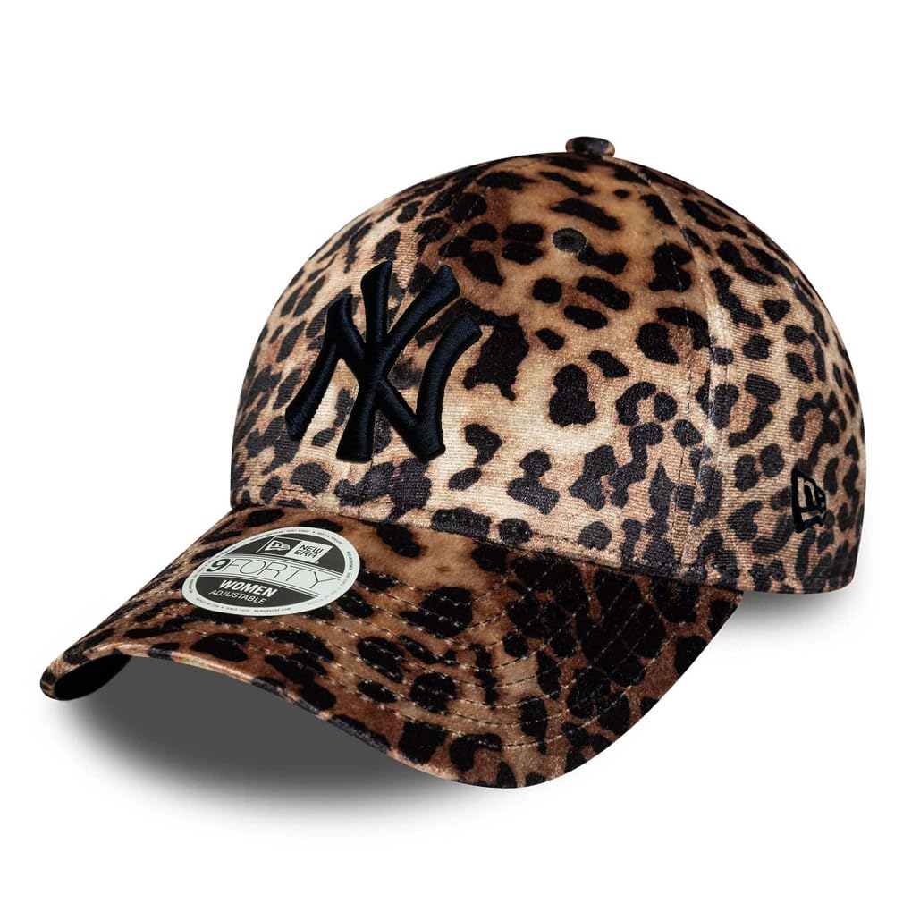 New Era Damska czapka MLB 9FORTY welur Leopard Cap New York Yankees Black Logo