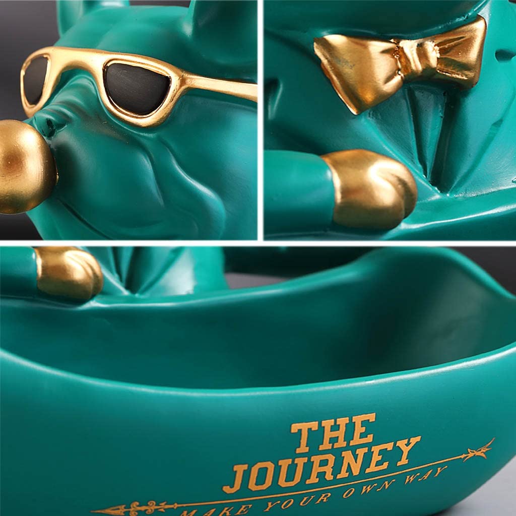 Statua Bulldog Francese Con Vassoio - Svuotatasche Decorativo Per Ingresso, Nero - Foto 9