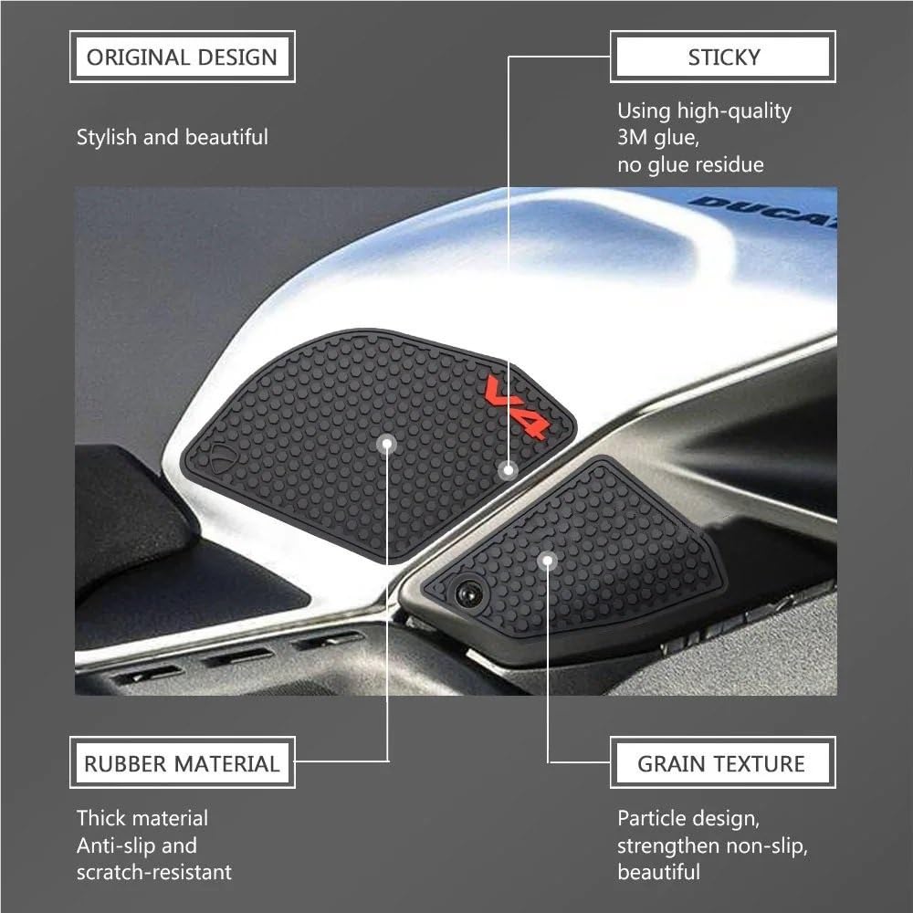 Paraserbatoio per Moto per Panigale V4 Panigale V4S /SP2 2022 Rilievo Serbatoio Carburante Adesivo Protezione Serbatoio Ginocchio Grip Pad Trazione Ginocchio