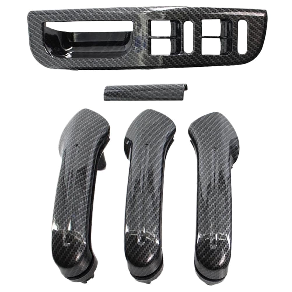 ZAtbSHwhY Carbon Fiber Interior Door Handle Grab Cover Switch Bezel Compatible with MK4 1998 2004 LHD RHD(Black RHD)