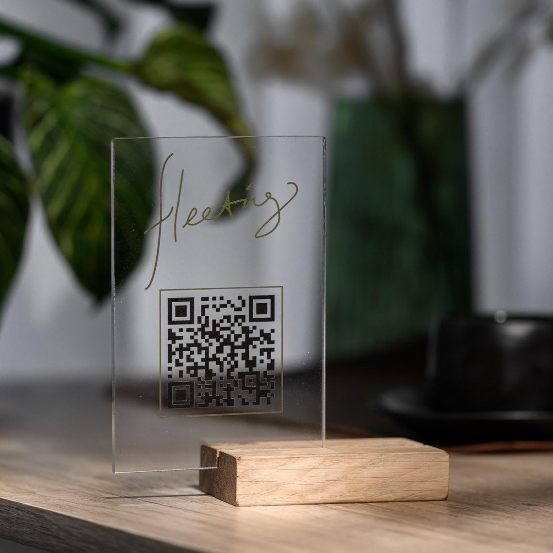 Paquete de 5 carteles impresos de madera acrílica para dejar reseña, menú de pago, soporte de código qr para café, restaurante, tienda