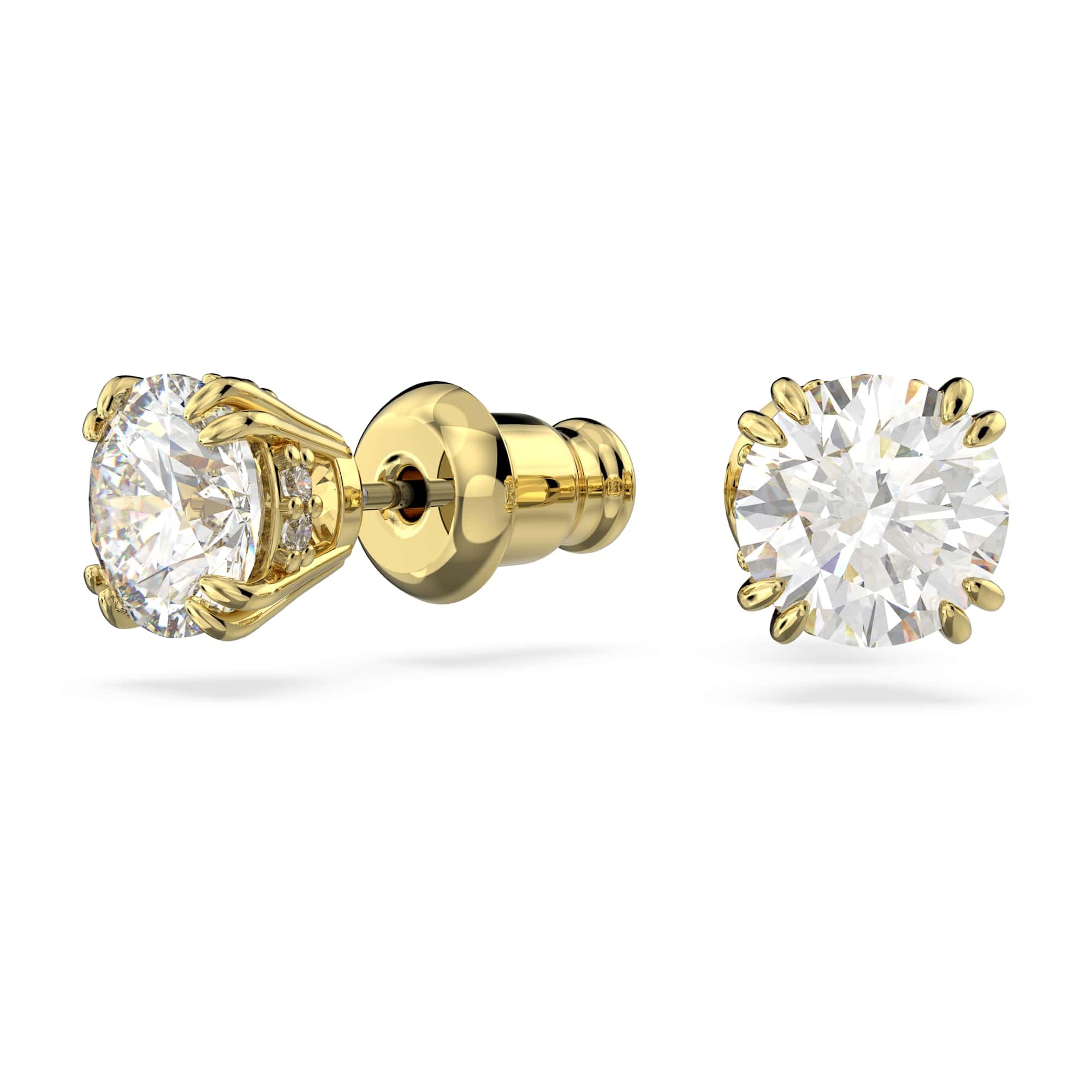 Swarovski Kolczyki zapinane na sztyft Constella, Szlif okrągły, Białe, Powłoka w odcieniu złota