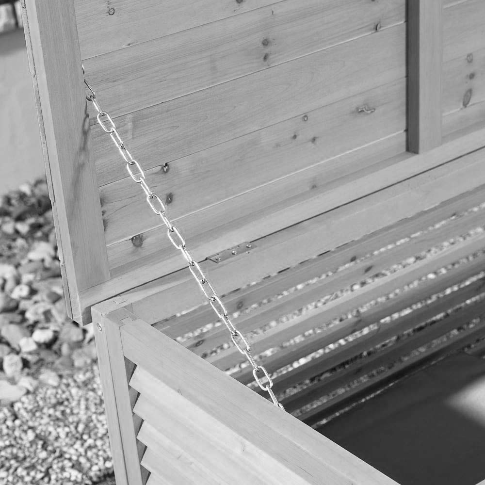 Cassapanca da Giardino Melko 46 x 140 x 52 cm Bianco/Grigio con Coperchio Pieghevole in Legno
