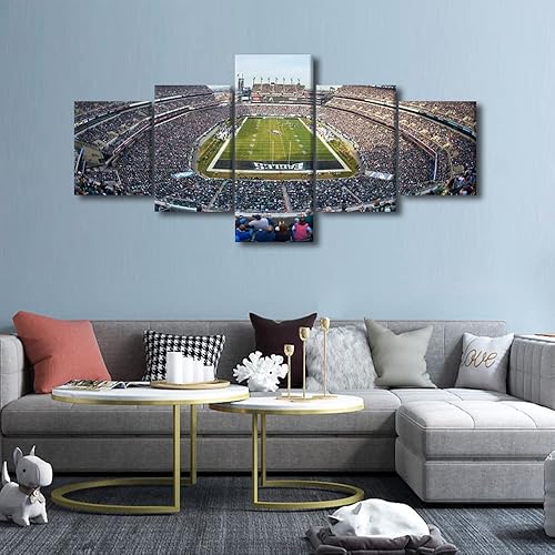 Vista 75 de Cuadros de estadios deportivos de fútbol americano de Minnesota, cuadros de vikingos, 5 paneles, lienzo para pared, arte de pared del estadio
