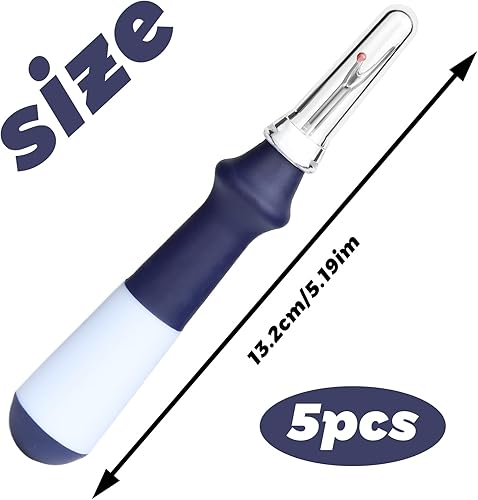 Miniatura 2 de Juego de 5 piezas de desgarrador de costuras de agarre ergonómico, juego de desgarradores de costuras azules para coser, herramienta de eliminación
