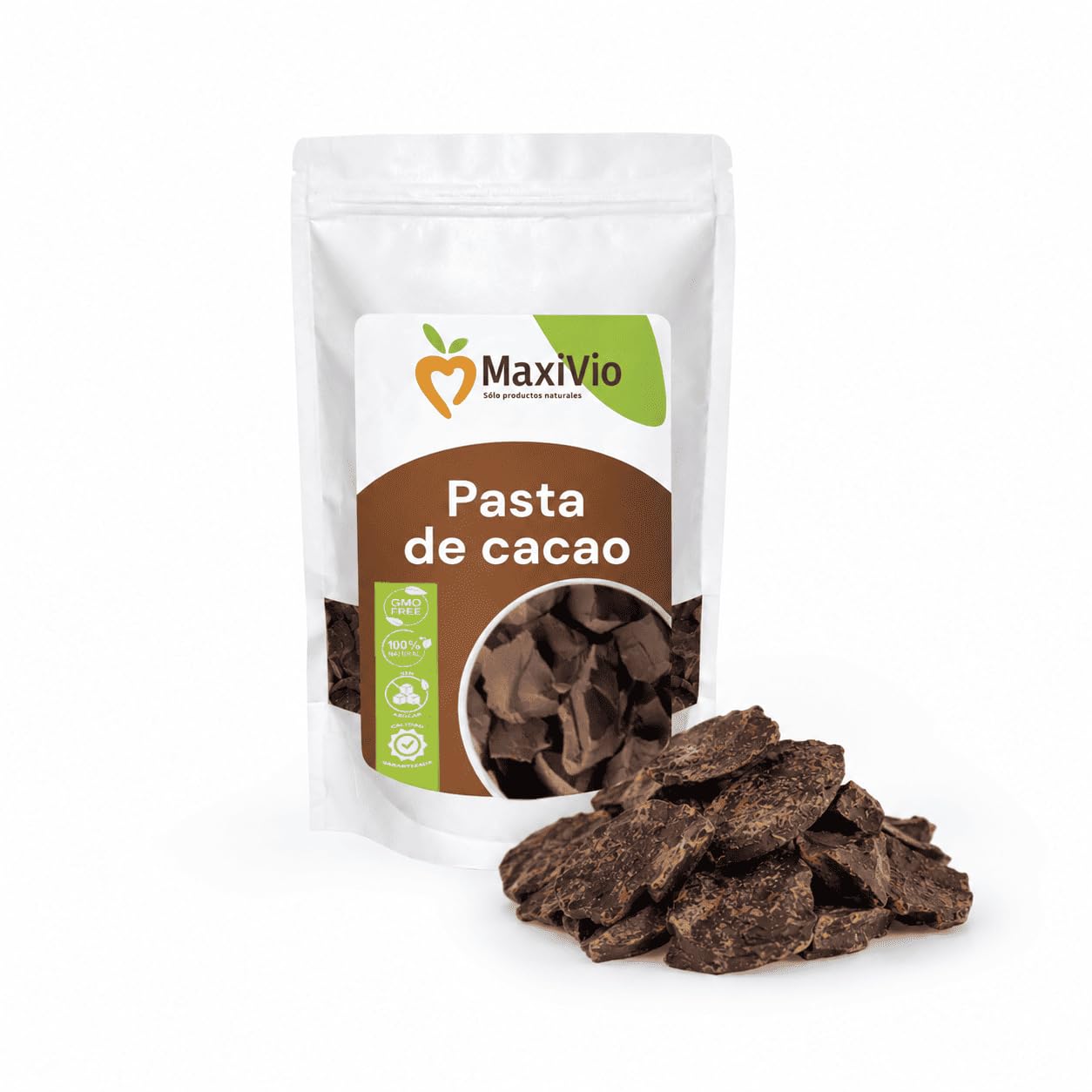 Maxivio Pasta de Cacao en Trozos 2,5 kg - 100% Cacao Puro Natural - Formato Profesional sin Azúcar, Gluten ni OGM - Ideal para Chocolatería, Repostería y Coberturas