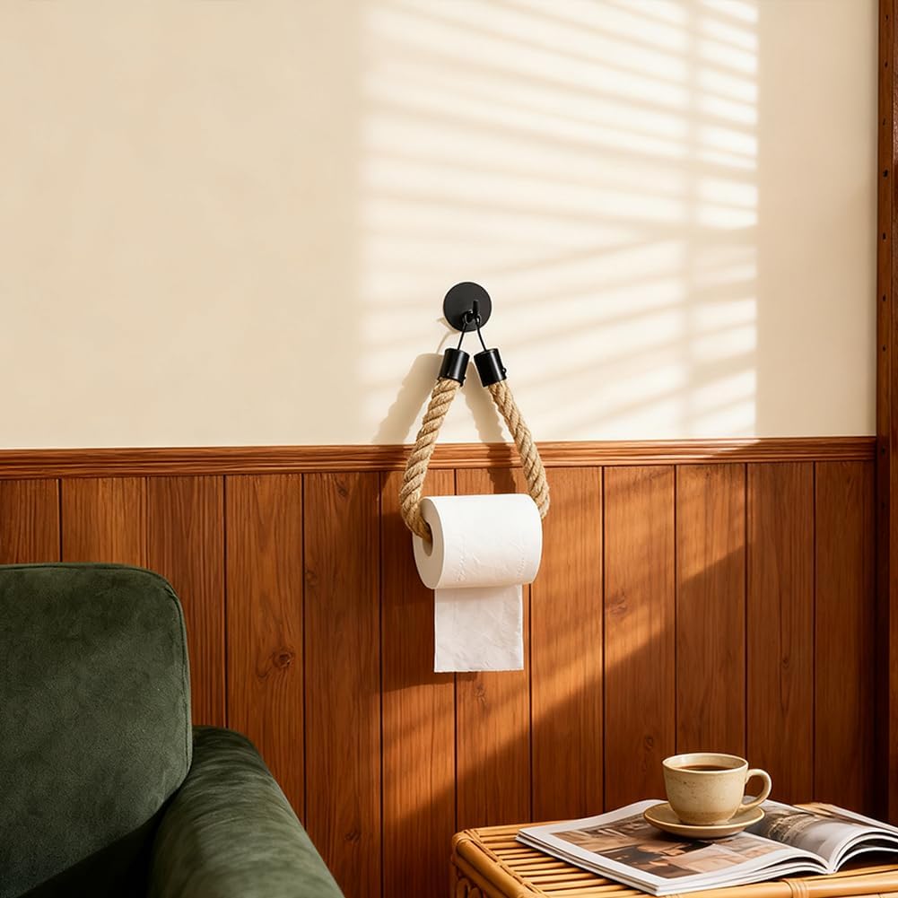 Toilet Paper Holder, Nautical Rope Tissue Holder, Toilet Roll Wall Mounted for Bathroom Accessories
