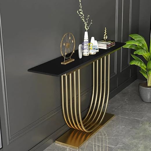 MDF Top Rectangle Console Table Gold & Black