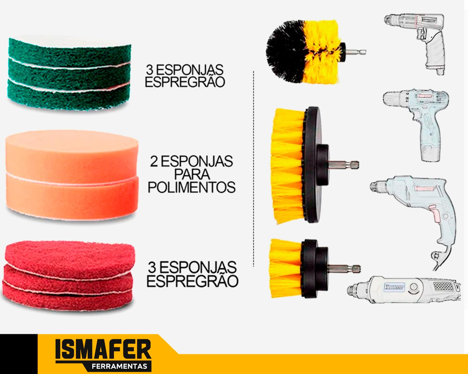 Kit 14 Escovas Rotativa Giratoria Limpeza Encaixa Uso Furadeira