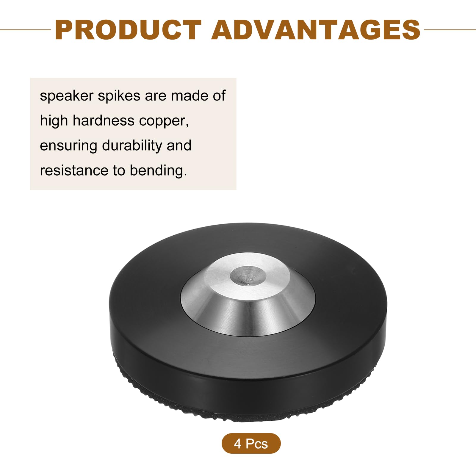 QUARKZMAN 4 Pcs Pieds D'isolation pour Enceintes Noirs, 49x13mm Base en Acier Inoxydable Anti-Vibration Support pour Amplificateur Tapis Anti-Vibration pour Système Audio CD Home Theater