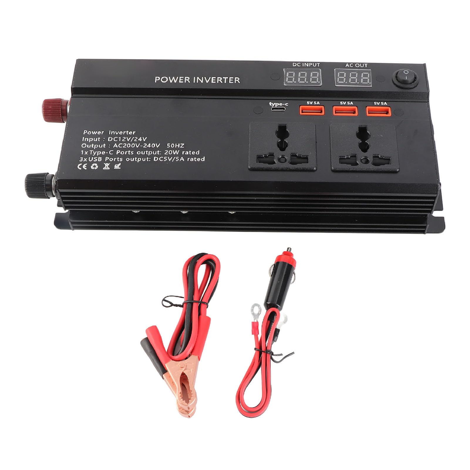 4000W DC 12/24V a AC 220V LCD Pantniptor Car Modificado de Onda Sineño Converter