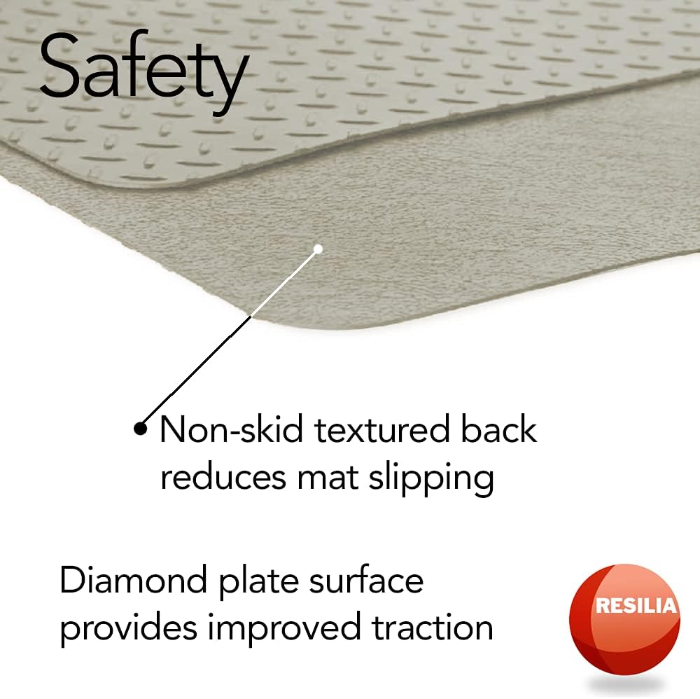 RESILIA - Large Under Grill Mat - Sandstone Diamond Plate, 72 x 48 inches, 12-inch Splatter Protection Lip, for Outdoor Use