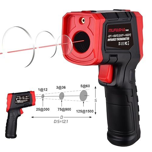 Miniatura 4 de MUFASHA Termómetro infrarrojo pistola de temperatura láser termómetro de alta temperatura con pantalla LCD pirómetro industrial sin contacto