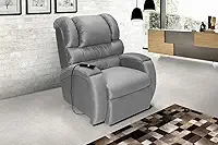Poltrona do Papai Imperial Reclinável Motorizada - Suede Cinza