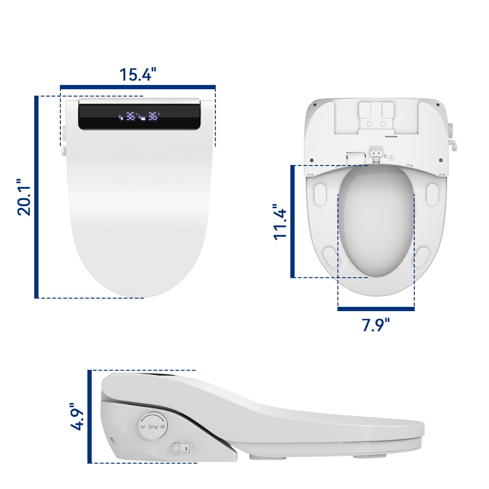 YOURLITE Abattant WC Japonais,Lavant Sechant,Blanc | Abattant WC Japonais Électrique,Abattant Toilette Japonais,Frein de Chute,Veilleuse,Forme V,Télécommande
