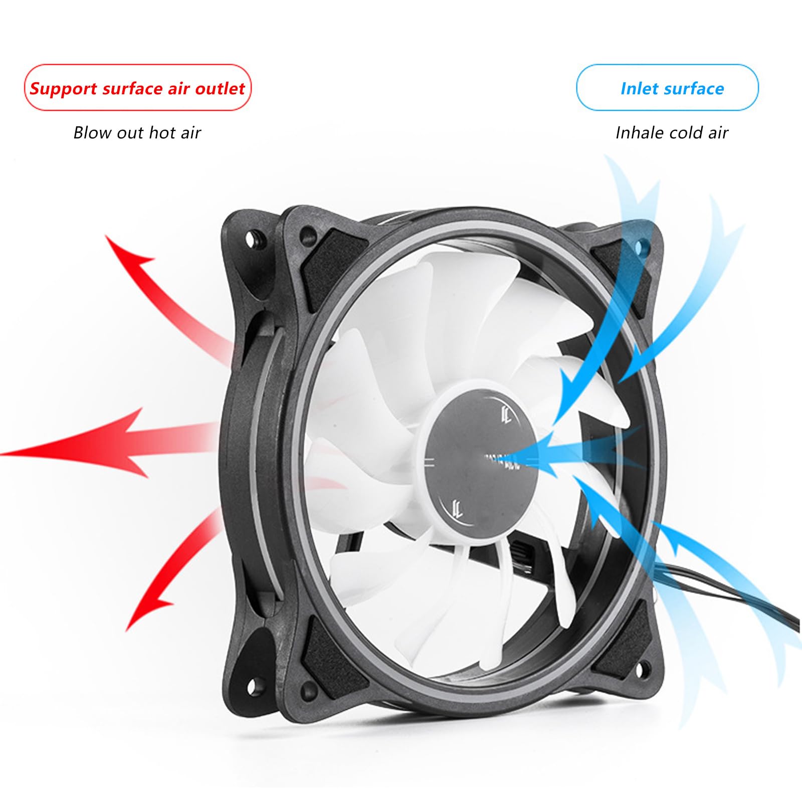 Ventilador de caja de RGB con ajuste automático Iluminación LED de lados 1500 RPM Velocidad variable Operaciones silenciosas de 20 Compatibilidad Construcción de ABS Silenciosos de