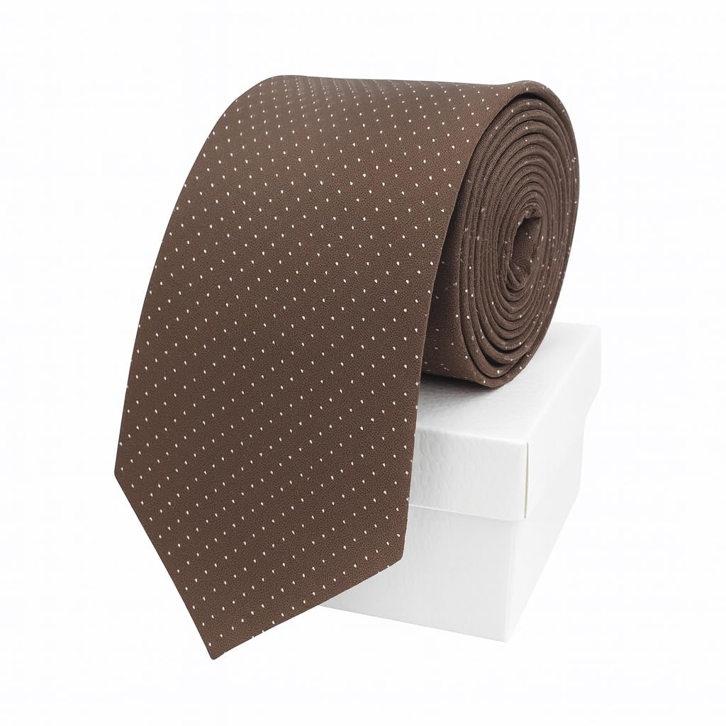 Random Stripe Necktie For Men Micro Fiber Polka Dots Design Fabric Tie with Gifted Box-picture-32