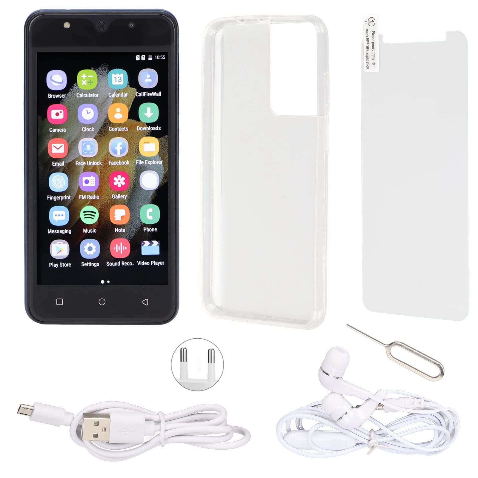 S21+Uitra 5.72in Smartphone für Android 4.4.2 Gesichtserkennung Handy RAM 512MB ROM 4GB 0.3MP+ 2MP 1650mAh mit WiFi+BT+FM+GPS. (Blau)